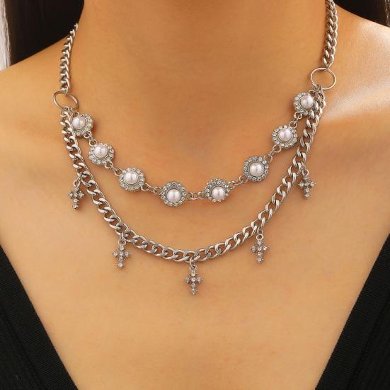 3Pcs/Set Women Jewelry Set Rhinestones Inlaid Imitation Pearls Charm Necklace Drop Earrings Bracelet Set Dating Commuting Jewelry