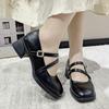 Square Head Thick Heel Platform Small Leather Shoes Women's Summer 2025 New Lolita Mary Jane Single Shoes