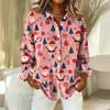 Women's Shirt With Floral Print Buttons, Long Sleeved Casual Regular Shirt Blouses Casual Plus Size Basic Tops