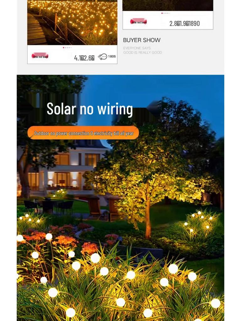 Outdoor Rainproof Solar Firefly Garden Lights