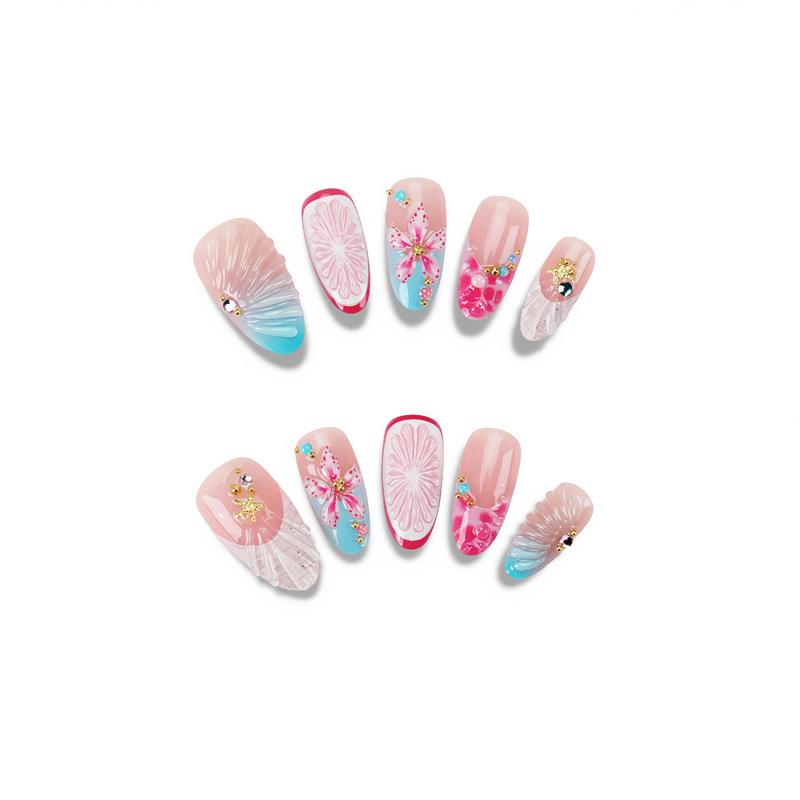 Wearable Nails High-end Flower Epoxy European And American Island Style Hot Girl Manicure Nail Strips