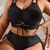 Женский слитный купальник большого размера, сексуальный купальник из двух частей с кулиской