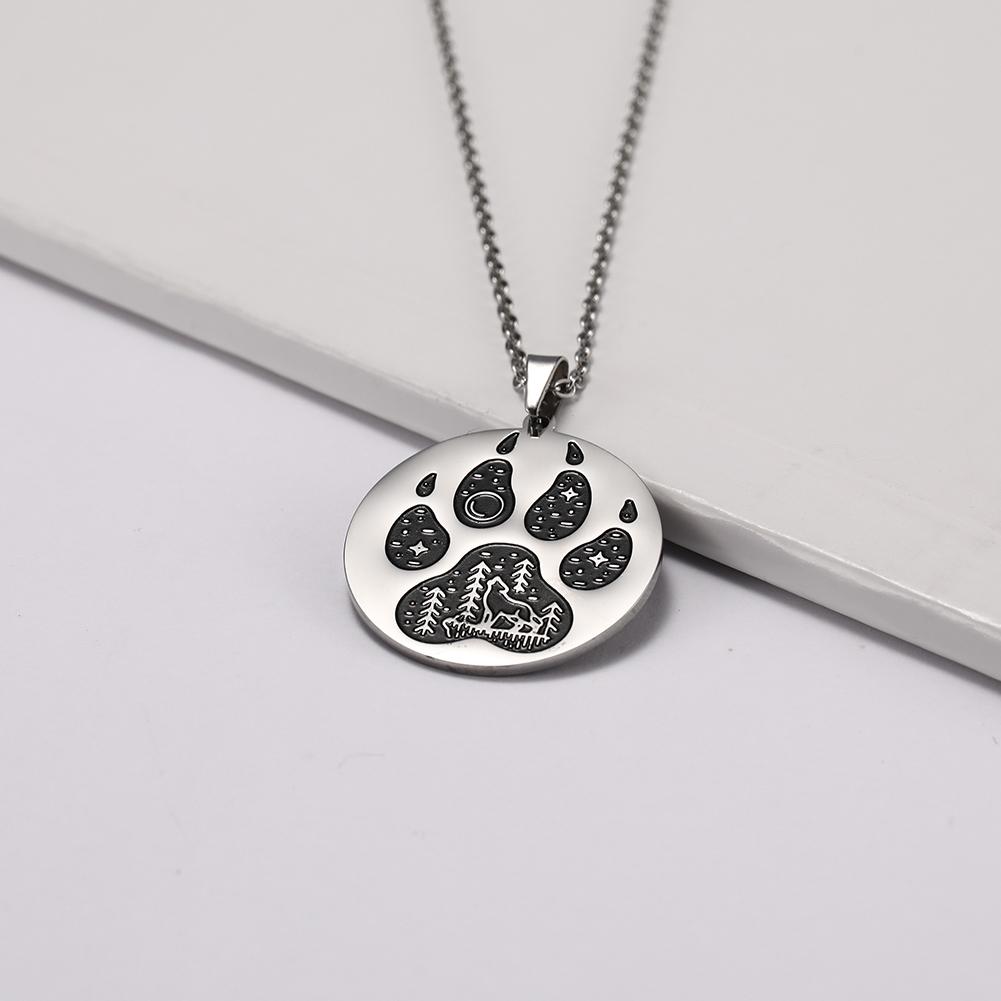 COOLTIME Animal Dog Wolf Cat Claw Paw Pendant Necklace for Women Men Stainless Steel Choker Necklaces Couple Jewelry Birthday