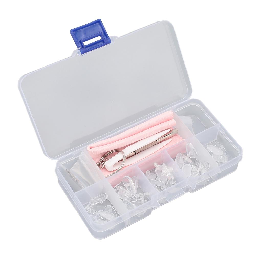Eye Glass Repairing Kit Multiple Silicone Nosepiece Screwdriver Screw Tweezers Mirror Cloth Set