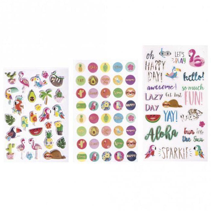 Stickers - Rayher - Tropical Mix - 89 Pieces - Multicolor - Puffy, Epoxy, Transparent