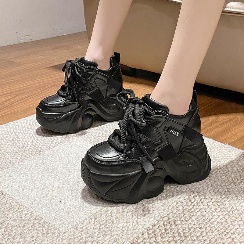 Heightening Daddy Shoes for Women  Autumn and Winter Thick-soled Sneakers for Small People Versatile Non-slip Casual Shoes