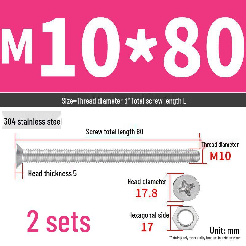 Набор Extra Long Phillips Flat Head Винтов и Гаек из Нержавеющей Стали 304 (2М, 3М, 4М)