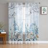 Рождественский снежный пейзаж Снежинки Гном Розовая пряжа Шторы на окна Тюль Шторы для гостиной Кухня Прозрачные вуалевые шторы