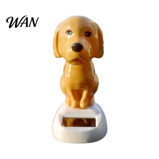 Solar Swing Toy Dog Car Dashboard Toy, Yellow Puppy Nodding Figure, Auto Dancing for Office Desk, Powered Cute Animal Decor Kids Desktop Gadget