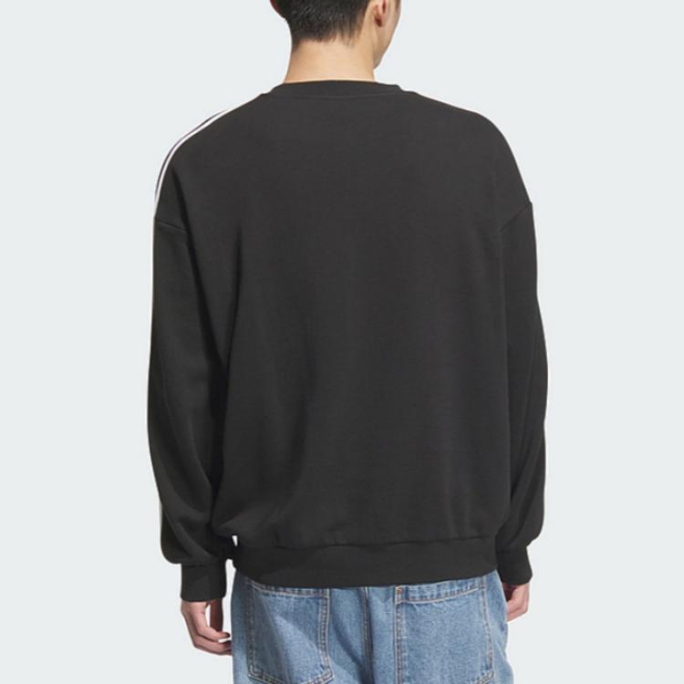 Adidas Оригинальная полосатая толстовка с круглым вырезом и длинным рукавом, мужская толстовка, черная JN9786