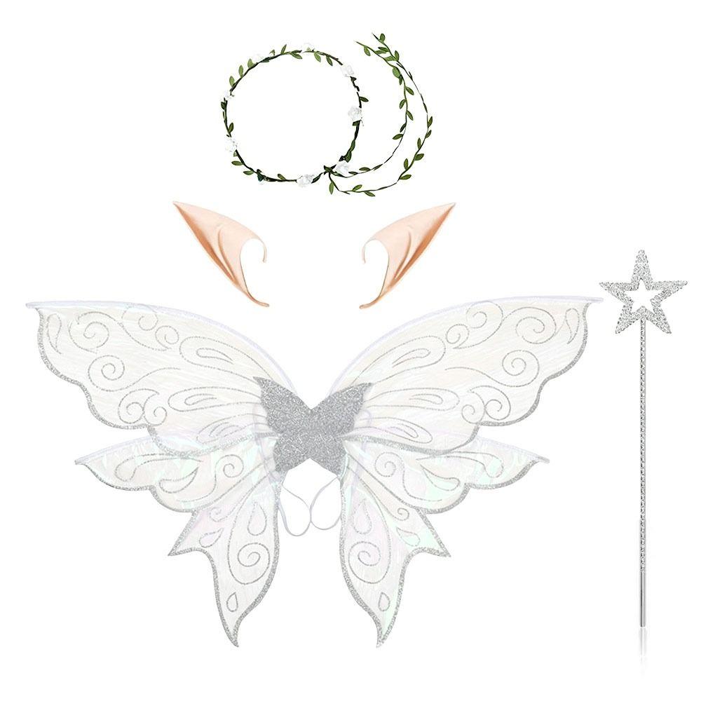 4Pcs Party Dress Up Butterfly Fairy Wings Set Lightweight Dress Up Wings Women Girls