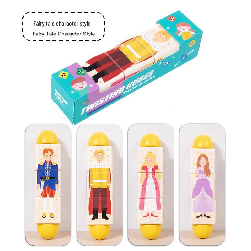 Solid Wood Rotating Building Blocks: Educational Puzzle for Early Learning