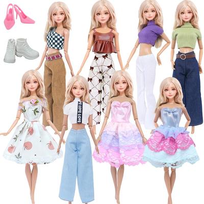 Модное платье для куклы 30 см 11,5'' Наряд для куклы-девочки Топ и брюки с туфлями на высоком каблуке Сапоги Детская игра Подарок Аксессуары Игрушка