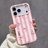 Для iPhone 16 Pro Max Матовый Полуполосатый Чехол-бампер с Бантом для IPhone 16e 15 14 13 12 11 Pro 16 Plus Air Cover Funda