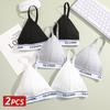 2 шт./компл. Женские хлопковые бюстгальтеры Сексуальные с V-образным вырезом Треугольные чашки Бюстгальтеры Регулируемые бретели Мягкое нижнее белье С подкладкой Пуш-ап Бюстгальтер Без косточек Топы