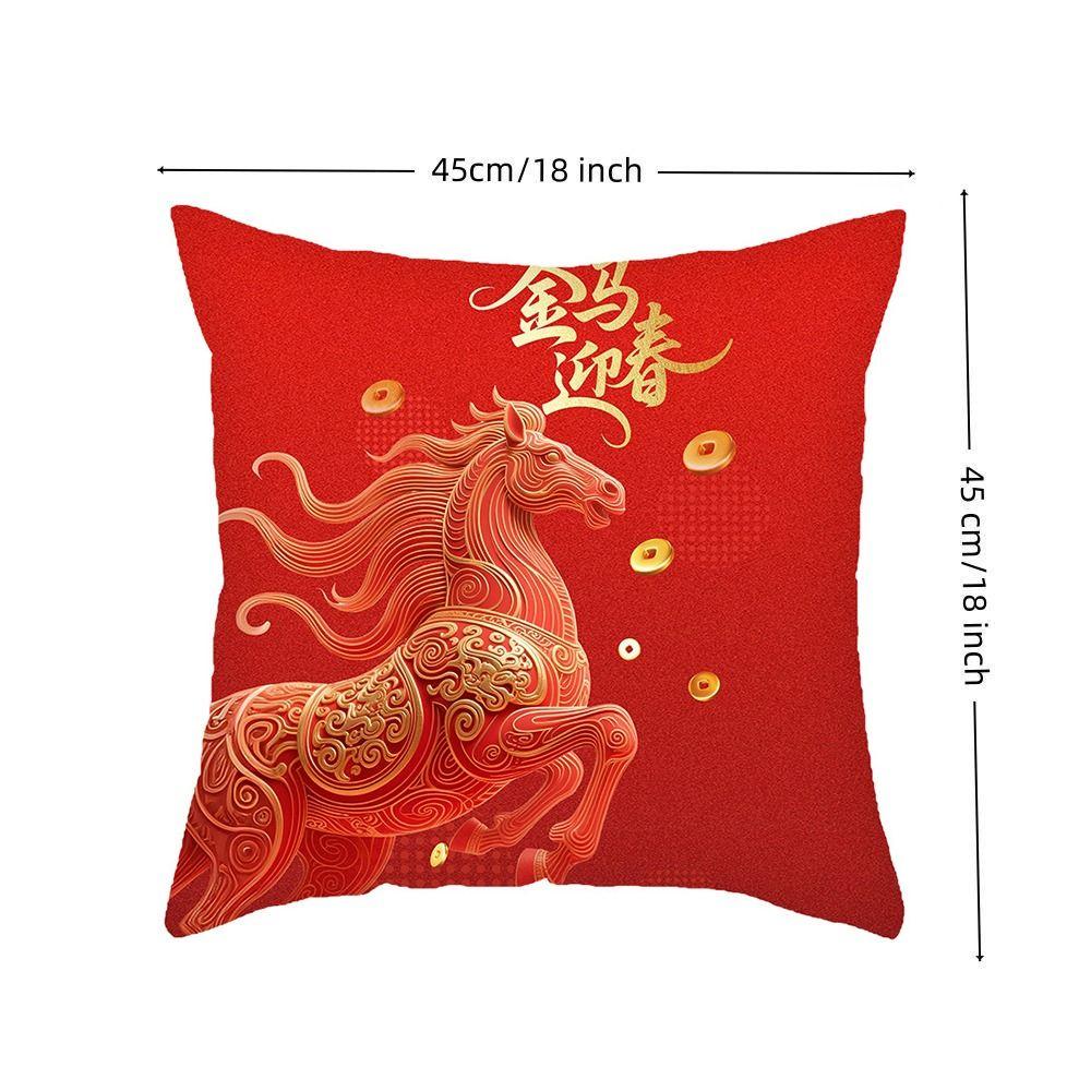 New Year of the Horse Spring Festival Cushion Cover Pillow core protection Removable Pillowcase Square Shape Cushion Slipcover