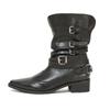 Fashion Fashionable Buckle Strap Boots 2025 Autumn Winter Versatile British Style Women's Boots Street Style Cowgirl Mid Heel Boots