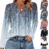 Женская Мода Повседневный Лацкан Короткий Длинный Рукав Принт Рубашка Женские Топы с V-образным вырезом