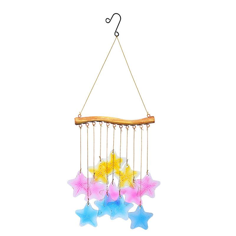 Hot-melt Stained Glass Wind Chimes Rich Colors Fish Leaves Patterns Home Courtyard Garden Hanging Decorations Housewarming Gifts