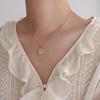 Fenny 18K PVD Plated Sweety Fashion Cuban Rose Tulip Coin Irregular Flower Pendant Necklace for Women Stainless Steel