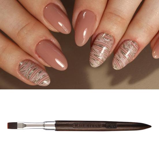 Кисть для ногтей Гибкая мягкая нейлоновая щетина Резной дизайн Деревянная ручка Маникюрный инструмент Многофункциональная квадратная круглая головка Кисть для фототерапии гелем для рисования