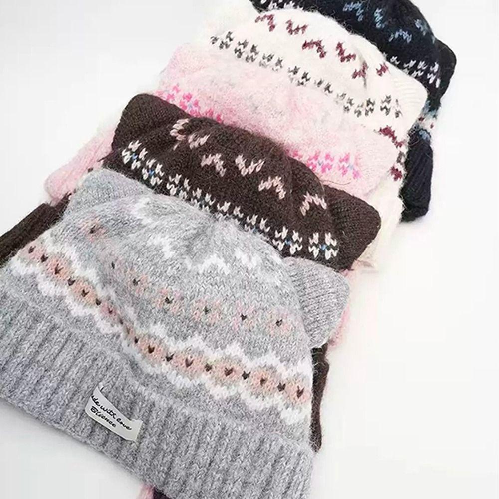 Cat Ear Strap Beanie Hat Thickened Winter Pullover Hat Casual Ear Protection Cap Winter