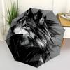 1pc Wolf Face Automatic Folding Umbrella, 8-Rib Durable Iron Frame, Compact Travel Umbrella for Women & Men 068