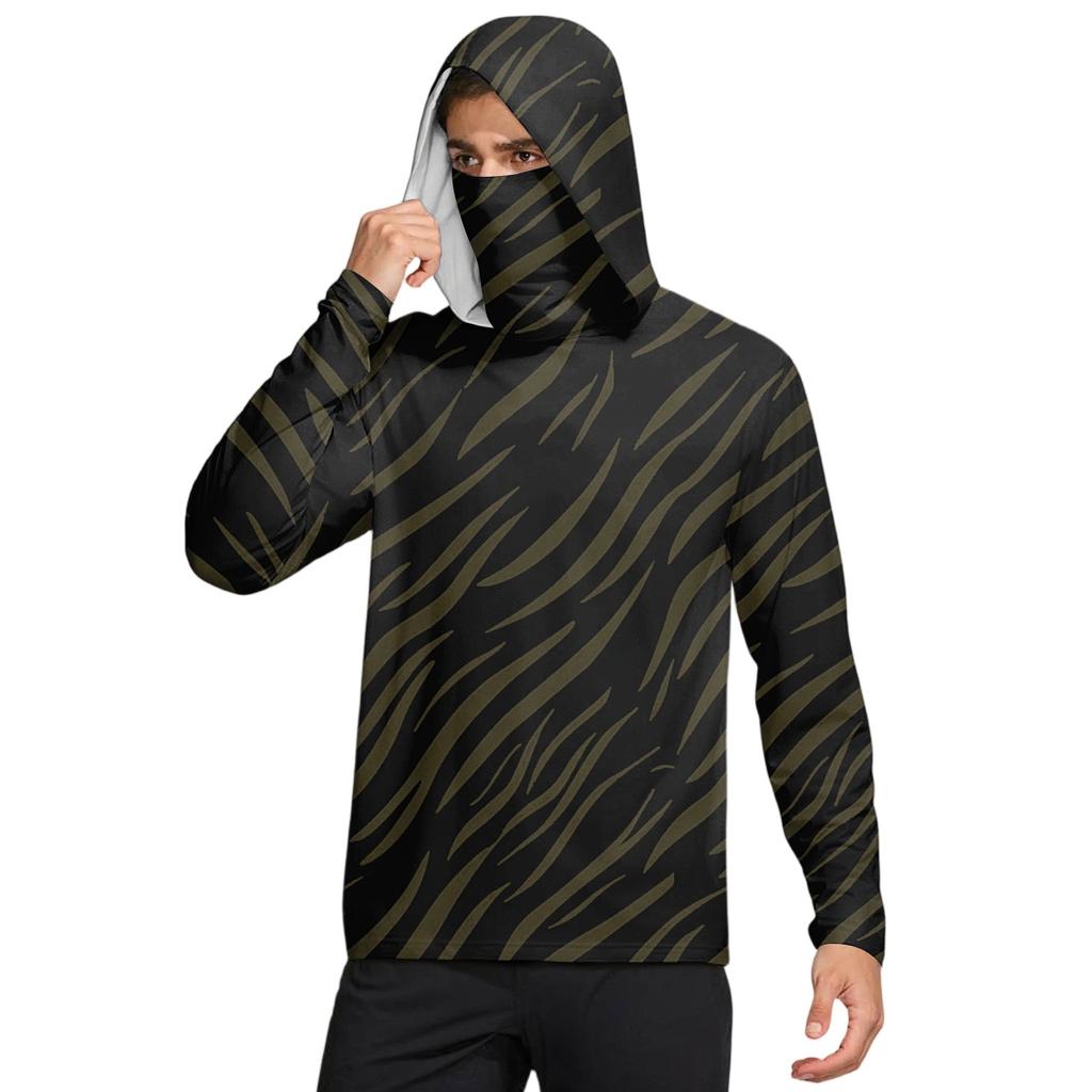 Мужская рубашка с маской Легкая с длинным рукавом Капюшон Для пеших прогулок Рыбалки Для выступлений
