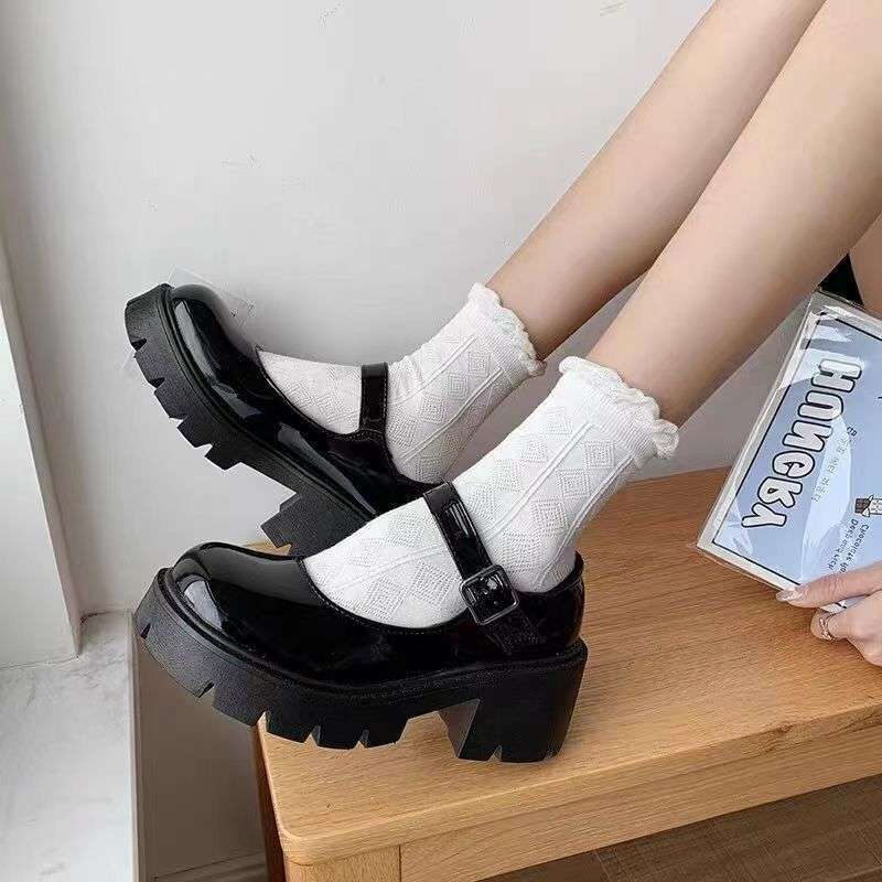 Маленькие кожаные туфли с круглым носком женские в британском стиле, в стиле маленькой феи, японская школьная форма jk, черные туфли на платформе с одинарной пряжкой Мэри Джейн, одинарные