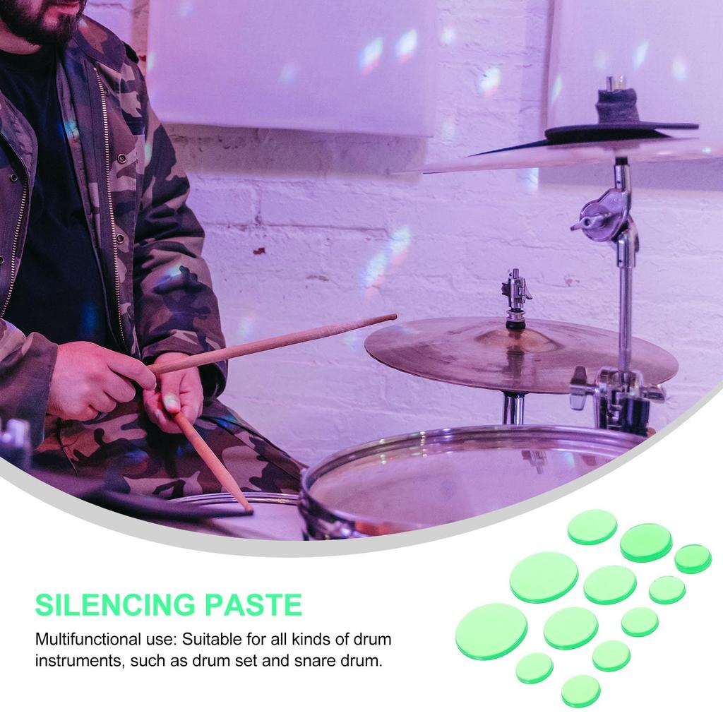 Alasum Damper Pad 12 Piece Set Silicone Drum Pad Green Silencer Sticker Dam Drum Pad Ampossible Pad Наклейка на барабан Overtone Sticker Accessories