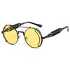 Non-polarized Steampunk Sunglasses Men Round Red Lens Punk Sun Glasses Black Metal Gothic Style New Products Women Shades