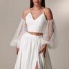 Элегантные пряжа свадебные нарукавники дышащие тонкие на руки однотонные плиссированные кружевные марлевые рукава женские