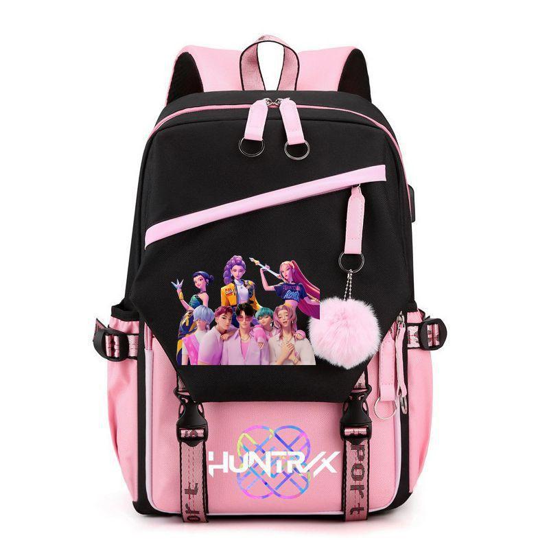 Stylish K-Pop Inspired School Backpack Teens Oxford Fabric Padded Straps 16-inch Laptop Compartment Urban Minimalist Design