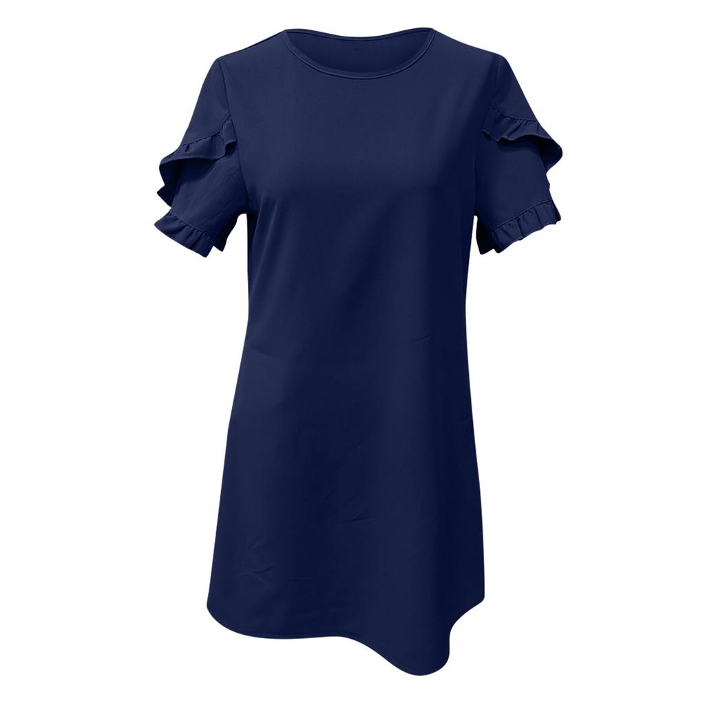 Женские модные повседневные пляжные свободные прямые платья с коротким рукавом