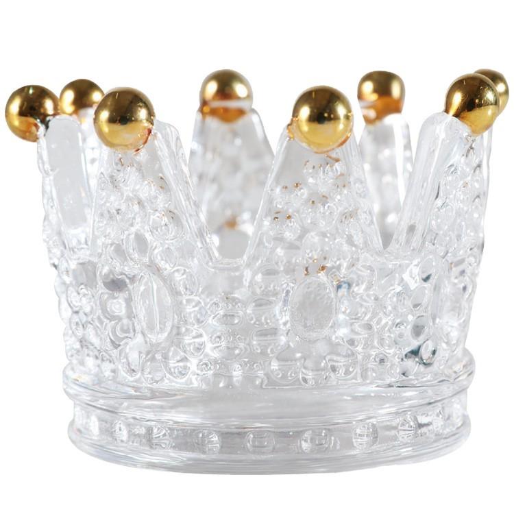 Vintage glass ashtray, living room decoration, mini storage items, photo props, crown candle holder ornaments