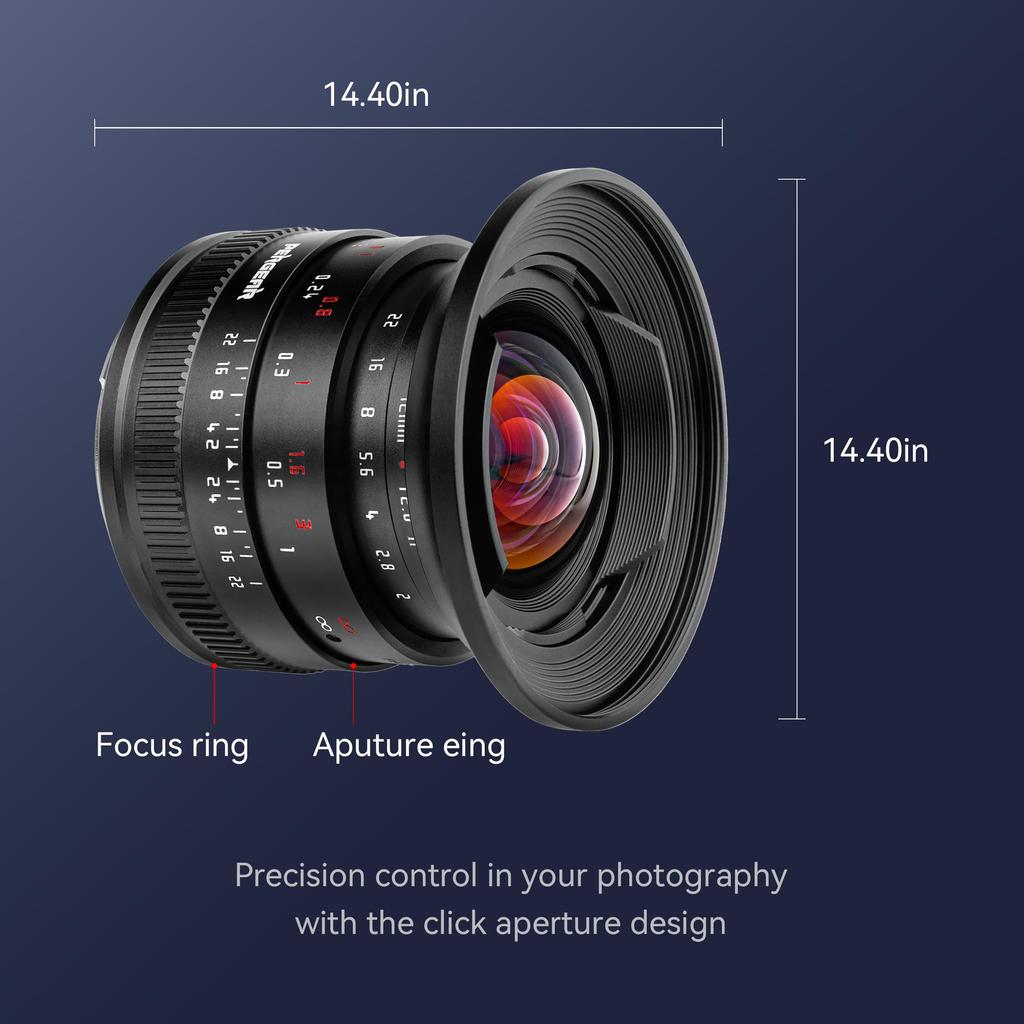 PERGEAR 12mm F2 II Широкоугольный Объектив с Фиксированным Фокусным Расстоянием Ручная Фокусировка 230г Компактный Легкий Конструкция с Фиксируемой Диафрагмой Красивое Боке X APS-C (Крепление Fuji)