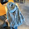 Autumn and Winter Retro Student Leisure Field Grid Scarf Women's Warm Soft Waxy Thickened Line Square Fringed Scarf
