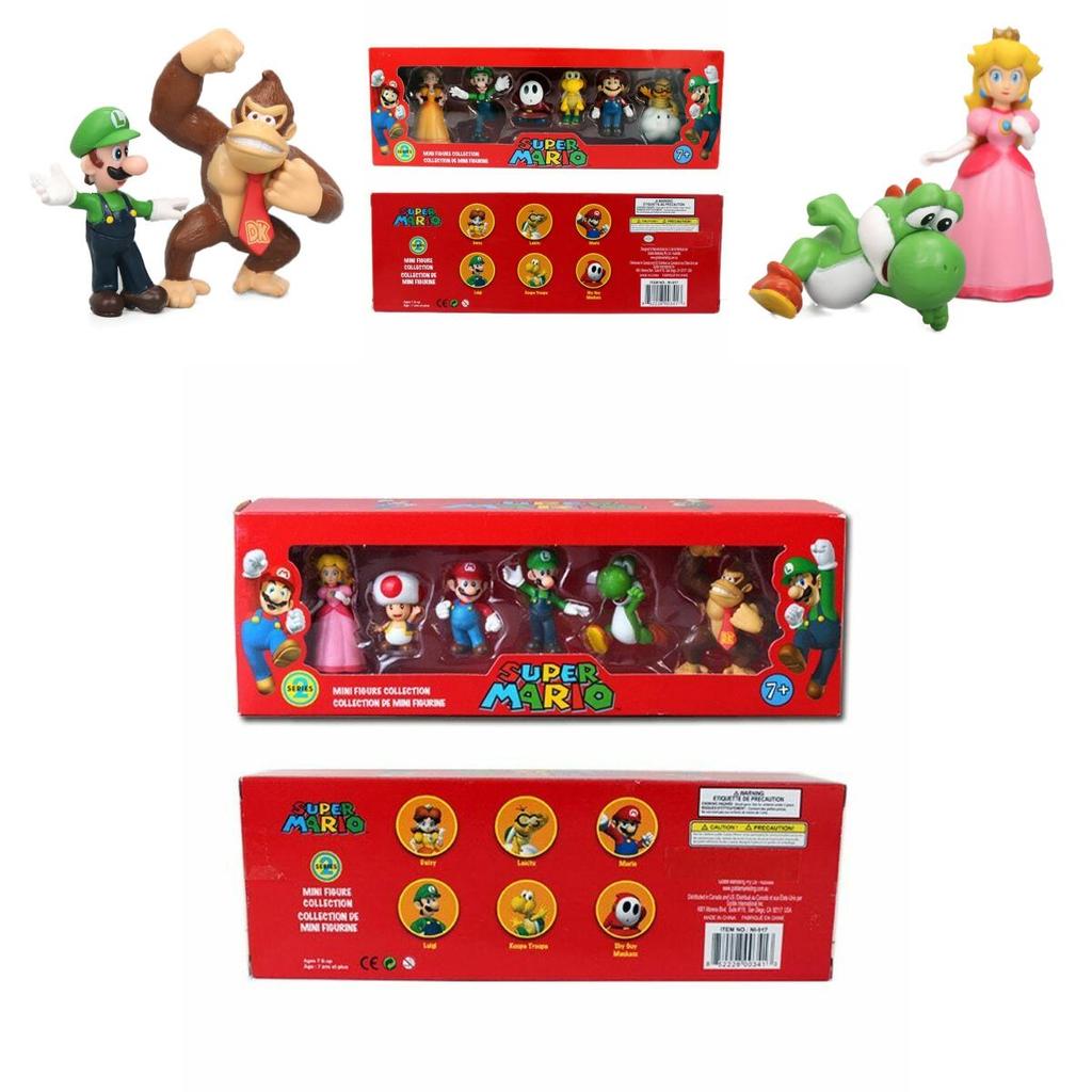 Детский подарочный набор из шести фигурок Super Mario Bros с Луиджи, Йоши и Грибом, коллекционные игрушки