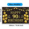 Trgowaul 90th Birthday Backdrop Gold and Black 5.9 X 3.6 Fts Happy Birthday Party Decorations Banner for Women Men Photography Supplies Background