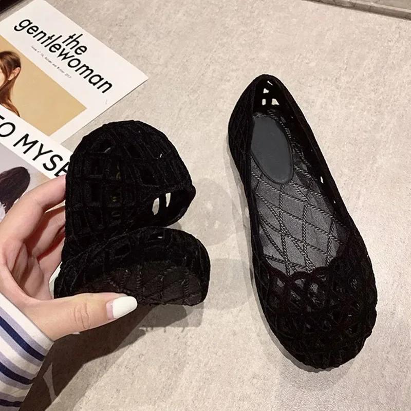 Sapatos Feminino женские туфли на плоской подошве с открытыми носками модные женские высококачественные сандалии удобная летняя обувь 2024 года желейные туфли