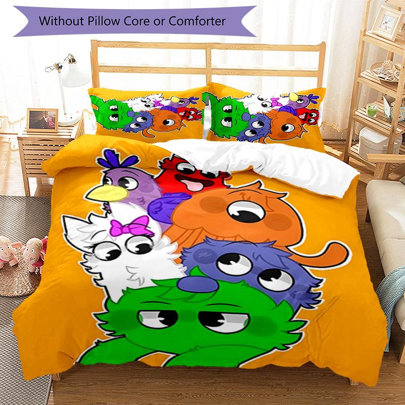 3pcs Garten of Banban pattern bedding set duvet cover set includes duvet cover &pillowcases, perfect all season bedroom decoration & gift