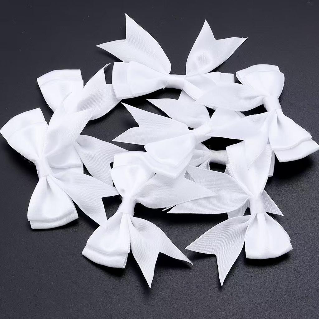 10Pcs Beige Purple Polyester Ribbon Bows Double Deck Bow Patch DIY Gift Clothes Decoration
