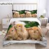 Rabbit Comforter Duvet Cover Set Lovely Little Rabbit Decor Bedding Set For Kid Girl Polyester Animal Theme King Comforter Cover