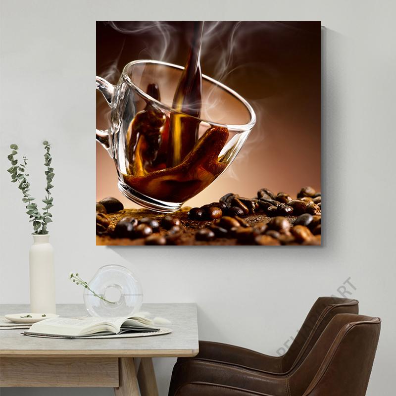 Винтажная картина на холсте Coffee Sensation Настенное искусство Горячие напитки Кофейные зерна Постеры и принты Кофейня Декор для стен в кафе Без рамки