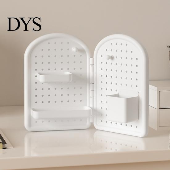 Wall Mounted Pegboard Organizer Perforated Board Storage Rack, Foldable Plastic Organizer, No Peg for Office Drilling Shelf Home Desk And Rack