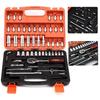 53PCs Drive Socket Set 1/4 Inch Ratchet Wrench Set with Sockets Metric Hex Bit Socket Set Mechanic Tool Kits for Auto Repair