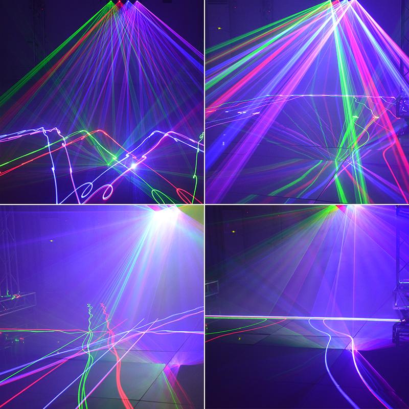 Внутренний четырехлучевой лазерный светильник из алюминия, портативный с голосовым управлением для спальни, семейной вечеринки, сцены, бара (EU Plug)
