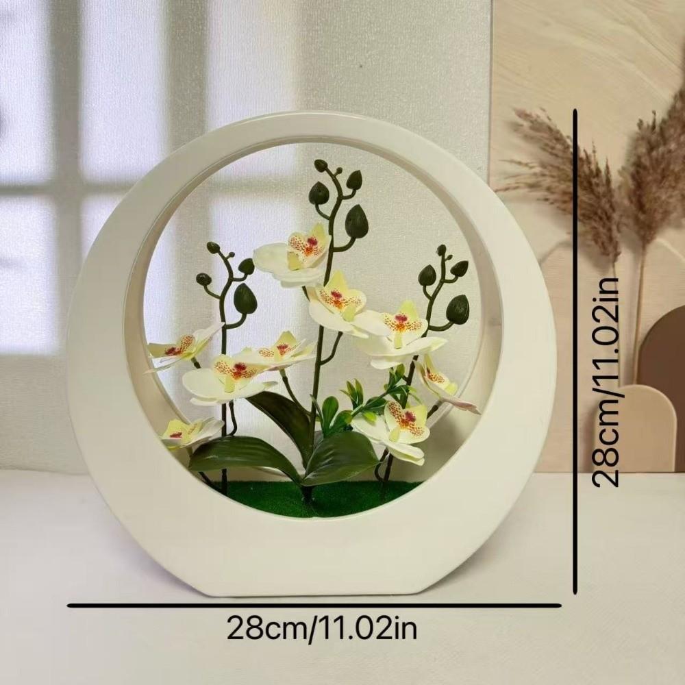 Ornaments Artificial Orchid Pot Plant Decorative Floral Art Moon Shape Imitation Flower Bonsai Home Decor