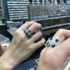 Легкое роскошное зеленое циркониевое ретро-кольцо с регулируемым отверстием, холодное ветровое персонализированное кольцо для указательного пальца, кольцо с ветром
