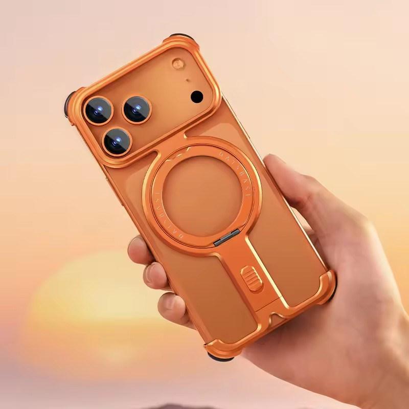 Oatsbasf Metal Phone Case for iPhone 17 Pro Max/17 Pro with Magnetic Stand 360° Rotatable Magsafe Aluminum Metal Frameless Cover